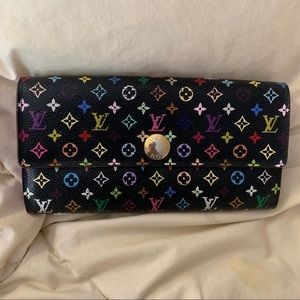 Louis Vuitton Long Noir Sarah Multicolor Wallet